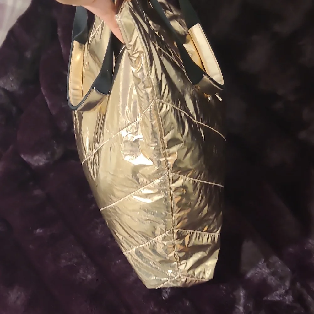 Victoria's Secret Gold and Black Quilted Tote